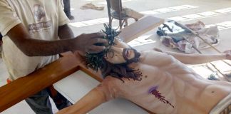 Imagem de Cristo Crucificado da Basílica do Sagrado Coração de Jesus é restaurada