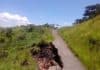 Desmoronamento compromete trecho da pista de caminhada em Lafaiete