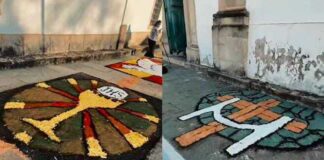 Confecção de tapetes para celebrações de Corpus Christi movimenta fiéis na Matriz de Nossa Senhora Conceição em Lafaiete