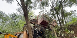 Homem é resgatado de helicóptero em Lafaiete após sofrer acidente com trator