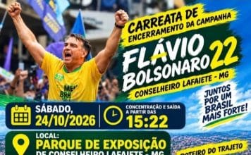 Lafaiete terá carreata de encerramento da campanha de Flávio Bolsonaro neste sábado