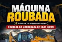 Máquina é roubada em Lafaiete durante a madrugada