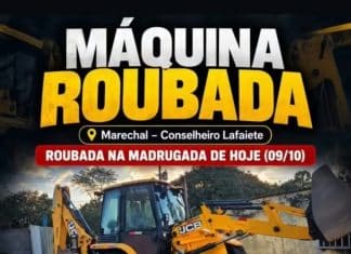 Máquina é roubada em Lafaiete durante a madrugada